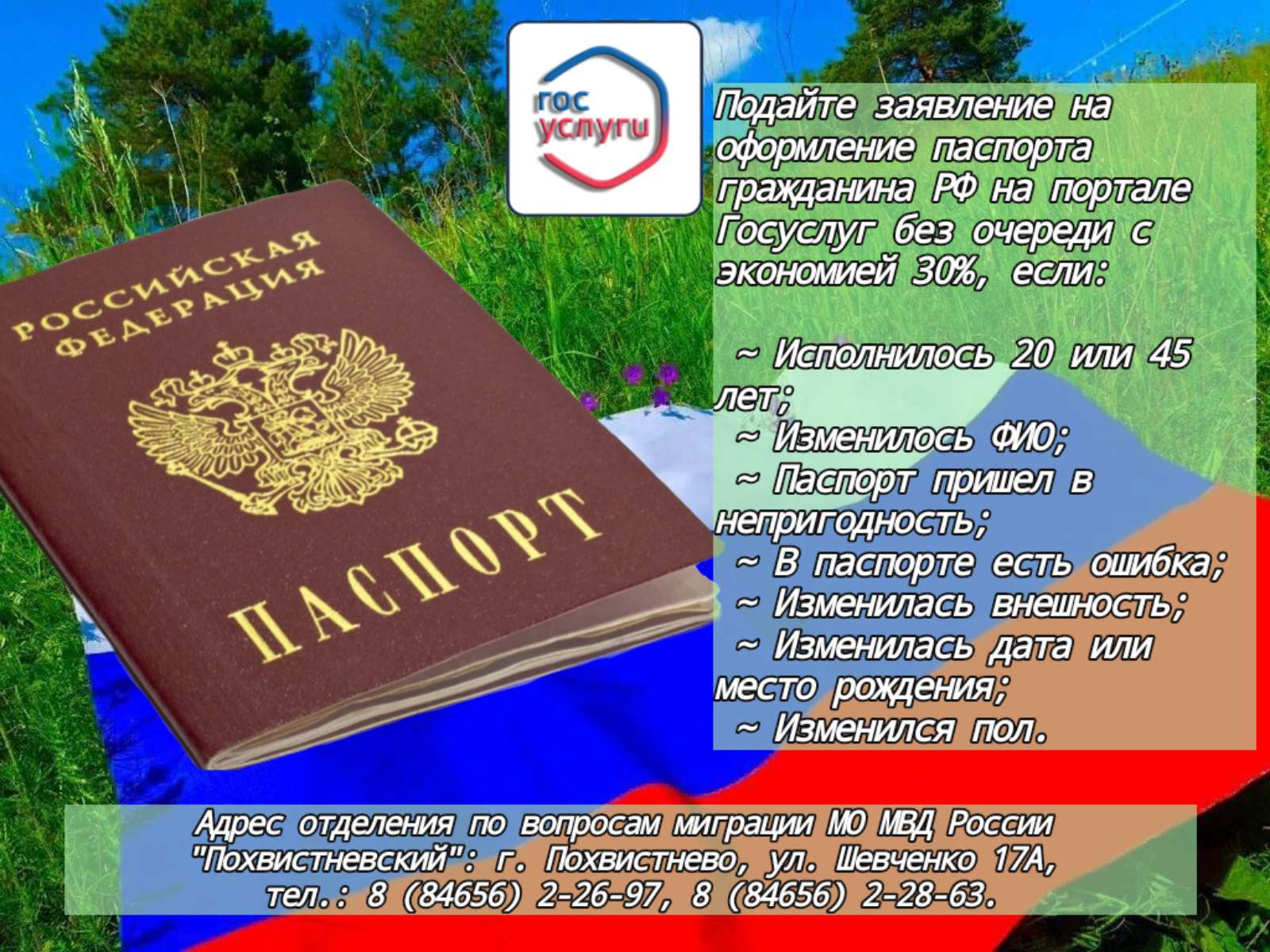 Документ удостоверяющий личность на территории РФ.